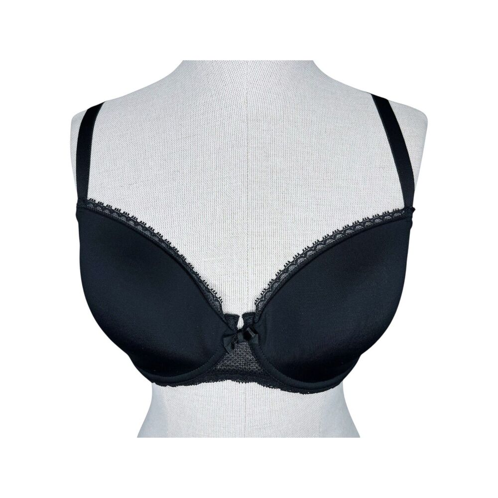 Chantelle Parisian Underwire T-Shirt Bra sz 32DDD US / 32E UK * Black Mesh